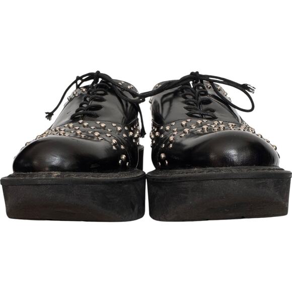 Stuart Weitzman Black Studded Patent Leather Platform Oxfords SW 88216 size 9 - Picture 7 of 16